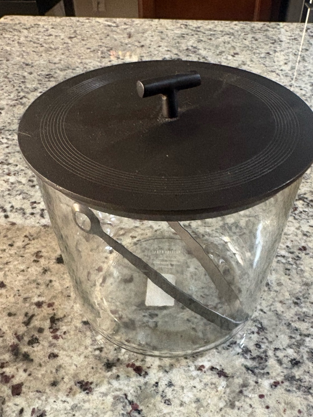 Pottery Barn bronze glass ice bucket with tongs new with tag